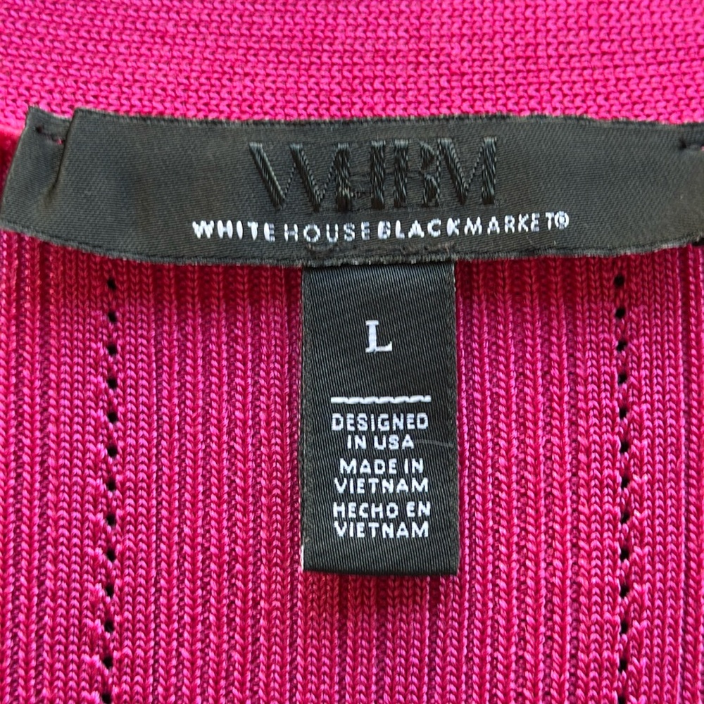 White House Black Market fuschia snap front cardigan, size L - Picture 5 of 7